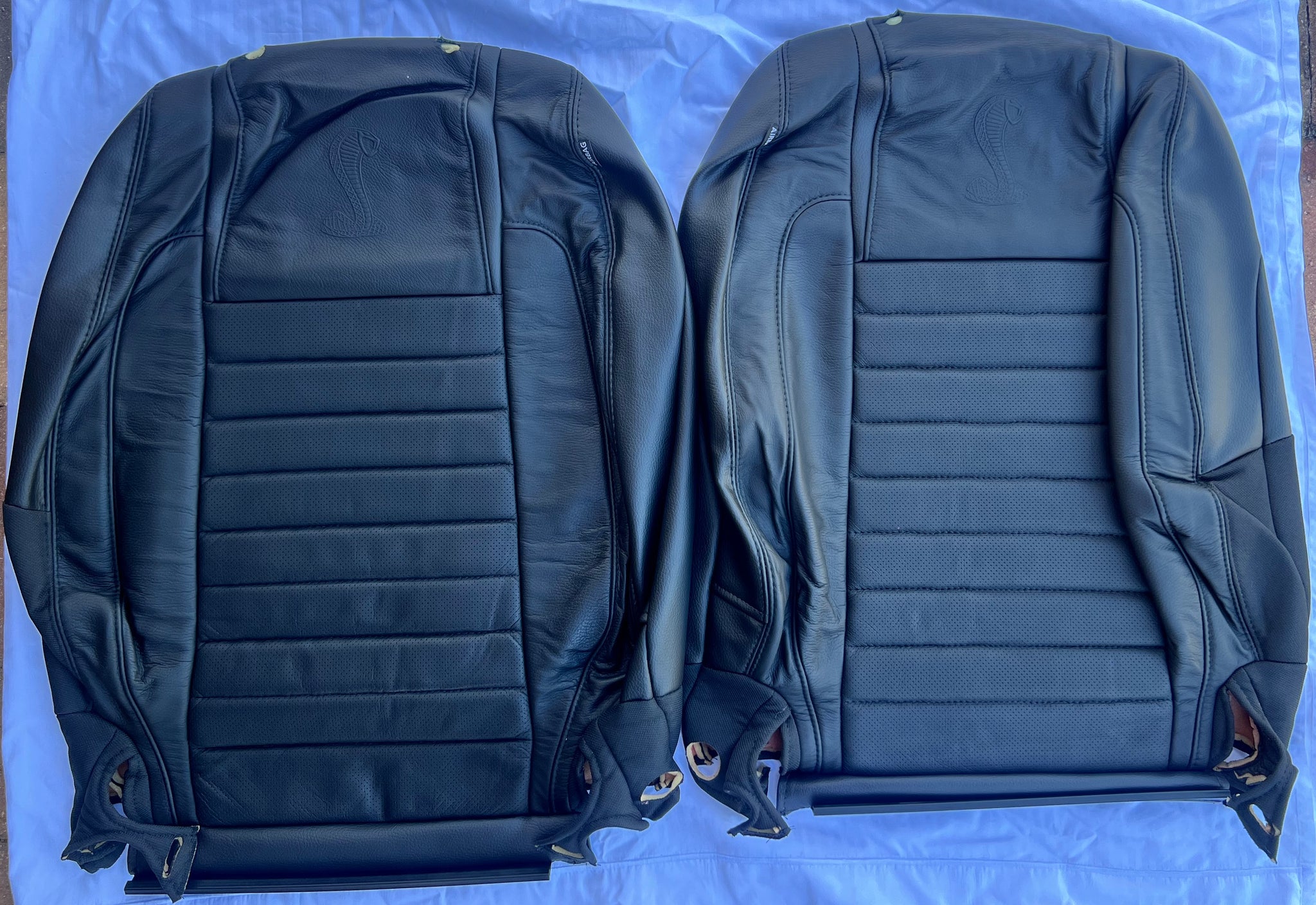 2007-2009 Shelby GT500 Black Leather Upper Seat Skins (Pair)
