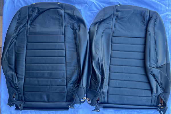 2007-2009 Shelby GT500 Black Leather Upper Seat Skins (Pair)