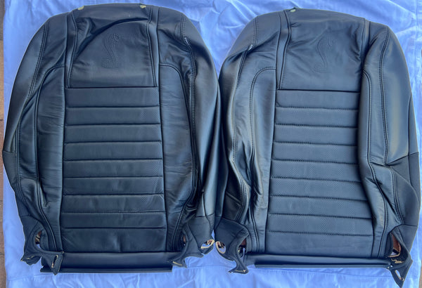 2007-2009 Shelby GT500 Black Leather Upper Seat Skins (Pair)