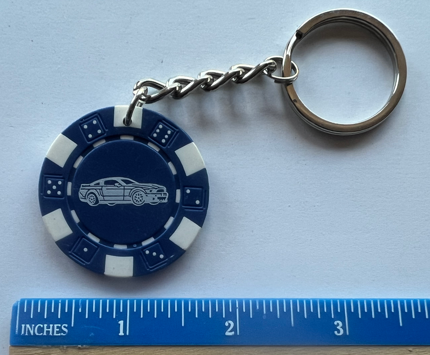 Shelby American GT500 Blue Poker Chip Key Chain